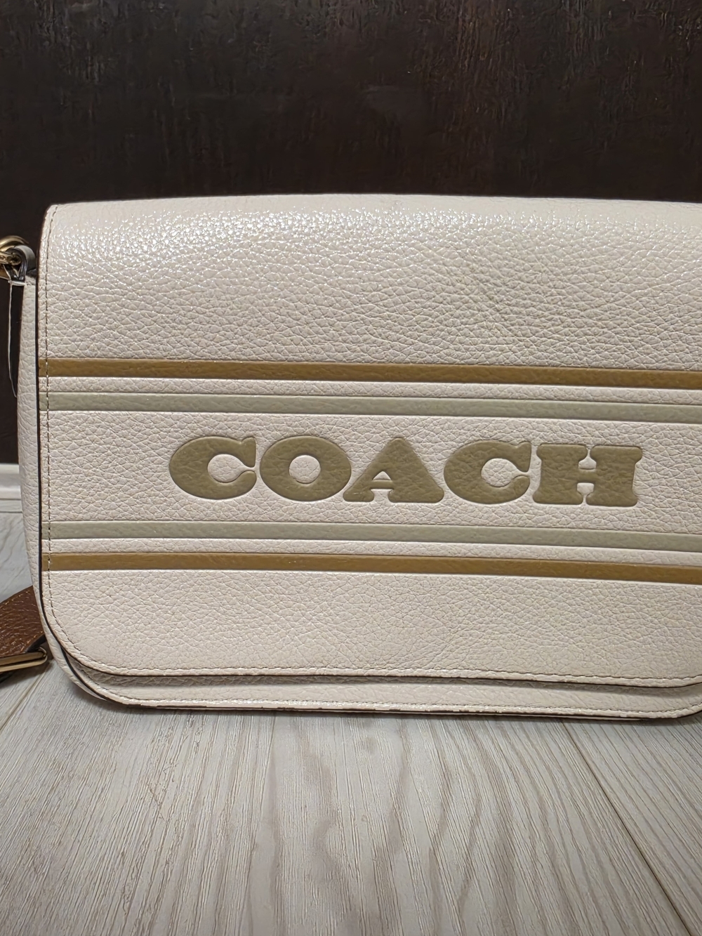 COACH Pebbled Leather Crossbody Bag in Cream